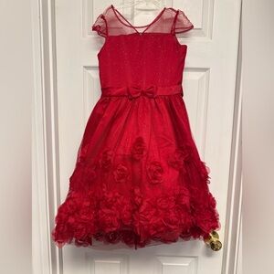 Biscotti Red Rosette Formal Dress